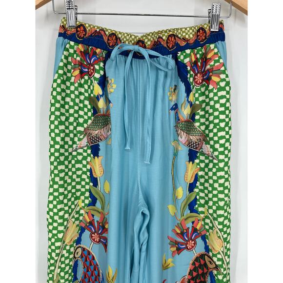Rotimia Gilly Bird Floral Print Wide Leg Pant Elastic Waist Boho Palazzo Printed - Picture 4 of 9
